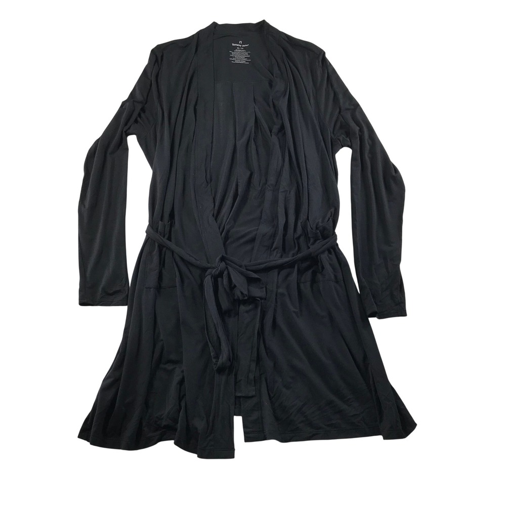 Tommy John Womens Second Skin Sleep Robe Black XL Long Sleeve Pockets NWT